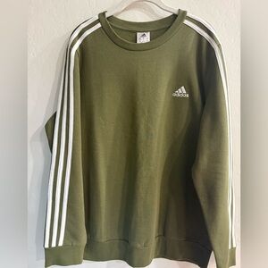Adidas Olive and White Crewneck Sweatshirt.